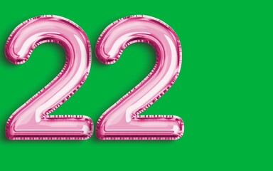 Text art of number 22 with best font of text, Number illustration with green background 