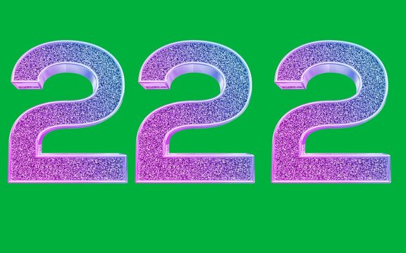 Text art of number 222 with best font of text, Number illustration with green background 