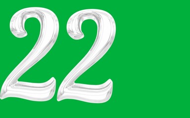Text art of number 22 with best font of text, Number illustration with green background 