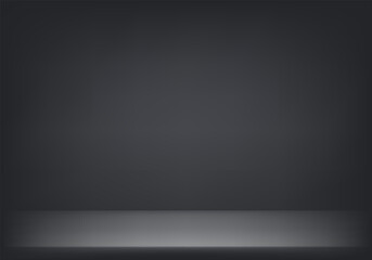 Empty Black studio room background. Dark room vector design. Space for selling products on the website. Template mock up for display of product. Vector illustration. - obrazy, fototapety, plakaty