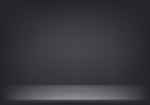 Empty Black studio room background. Dark room vector design. Space for selling products on the website. Template mock up for display of product. Vector illustration.