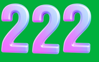 Text art of number 222 with best font of text, Number illustration with green background 