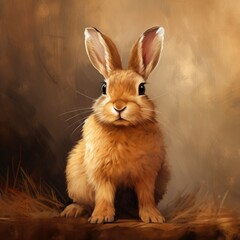 Obraz premium realistic drawing or rabbit, illustration watercolor drawing. cute rabbit. easter bunny, hare isolated