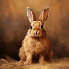Obraz premium realistic drawing or rabbit, illustration watercolor drawing. cute rabbit. easter bunny, hare isolated