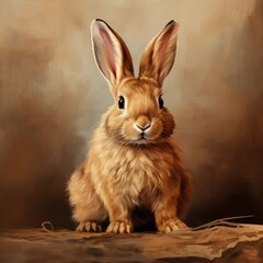 Obraz premium realistic drawing or rabbit, illustration watercolor drawing. cute rabbit. easter bunny, hare isolated