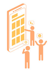 スマホで批判をする人のイラスト素材