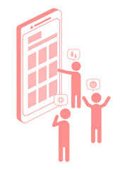 スマホで批判をする人のイラスト素材