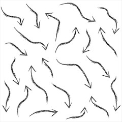 Set of Grunge arrow vector. Grunge arrow brush. grunge arrow paint. White background.