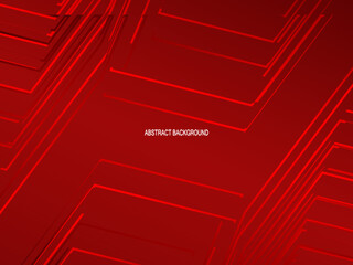 Red with a shiny modern geometric pattern. Red steel floor background.