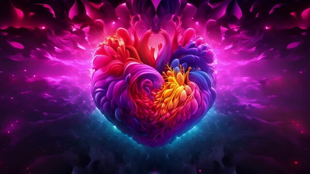 A striking depiction of heart tube formation, brought to life by a stunning array of pulsating colors that draw the eye towards the embryonic heartbeat at its core.
