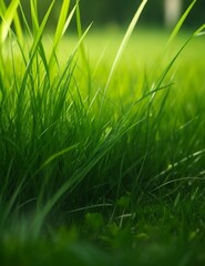 Obraz premium green grass with dew drops
