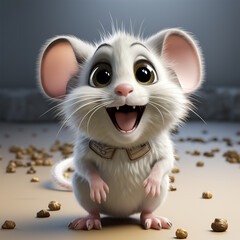 Cartoon einer Maus Ratte isoliert auf weißem Hintergrund (Durch AI generiert)