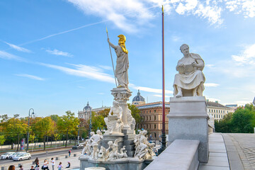 The statue of Athena Pallada goddess front of Austrian Parliament Building in Vienna, Austria	
