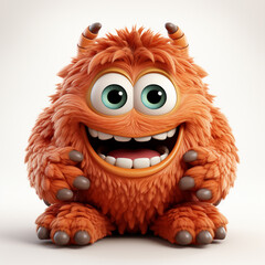 Lustiges Cartoon Monster isoliert auf wei&szlig;em Hintergrund (Durch AI generiert)