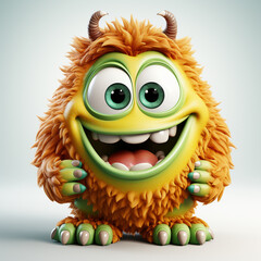 Lustiges Cartoon Monster isoliert auf wei&szlig;em Hintergrund (Durch AI generiert)