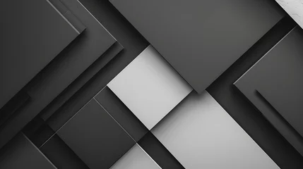 Rolgordijnen White black shapeless flat abstract technology business background with stripes cubes © BeautyStock