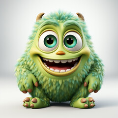 Lustiges Cartoon Monster isoliert auf wei&szlig;em Hintergrund (Durch AI generiert)