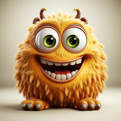 Lustiges Cartoon Monster isoliert auf wei&szlig;em Hintergrund (Durch AI generiert)