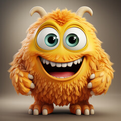 Lustiges Cartoon Monster isoliert auf wei&szlig;em Hintergrund (Durch AI generiert)