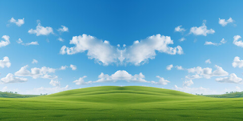 Fototapeta na wymiar Seamless background with hills, blue sky and clouds.
