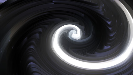 Abstract dark creative background. Smooth silk wavy background in black. Abstract noise dark background. Abstract spiral. Silk hypnotic circular vortex. Glowing whirlpool. 3D rendering.