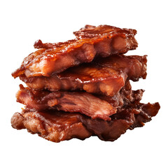 pile of fried meat with transparent background created with Generative Ai