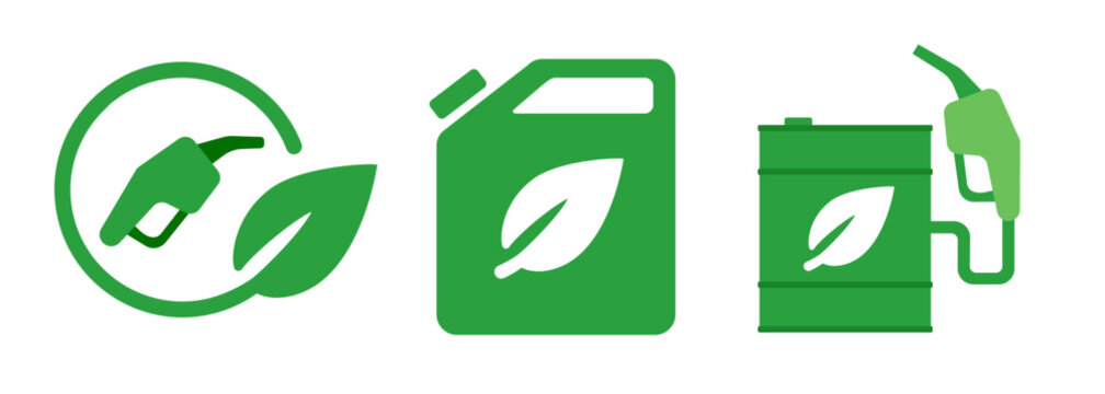 Gallon drum green eco leaf concept icon of environmental friendly fuel container