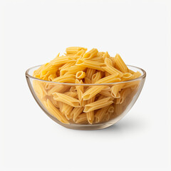 bowl of raw organic pasta isolated on transparent background created with Generative Ai