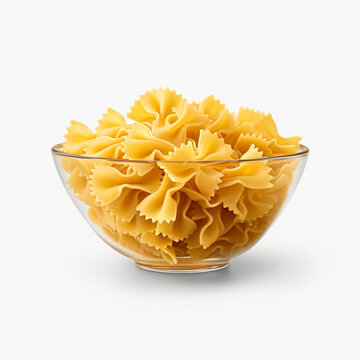 bowl of raw organic pasta isolated on transparent background created with Generative Ai