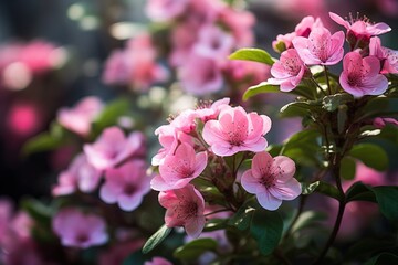 Obraz premium close up of pink beautiful blossomed flowers generative ai