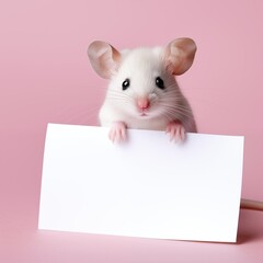 Mouse rat holding blank paper