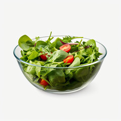 bowl of salad with a green leafy vegetable on transparent background created with Generative Ai