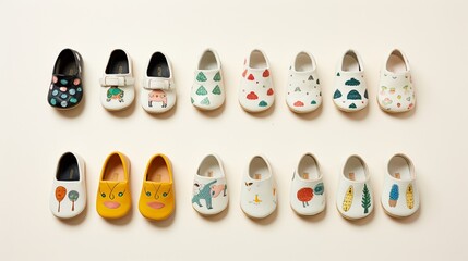 the adorable prints and patterns of baby chapal shoes, letting their playful designs shine on a minimalist white background.