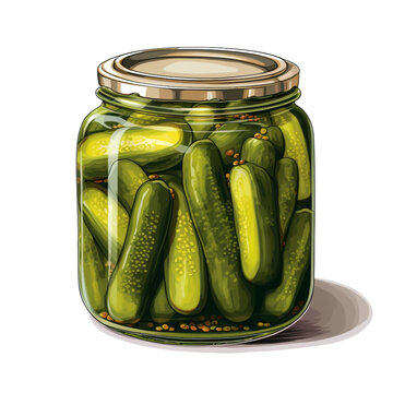 jar of pickles with transparent background created with Generative Ai