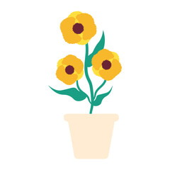 Decorative flat style yellow floral plant flat illustration