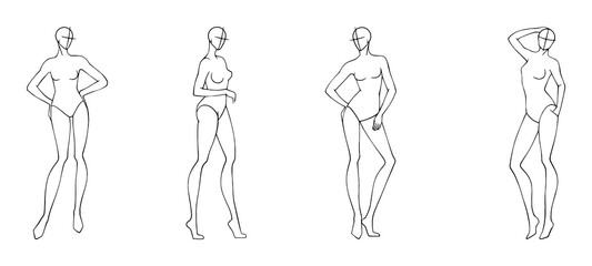 body anatomy croquis poses fashion figure body modeling illustration  - obrazy, fototapety, plakaty