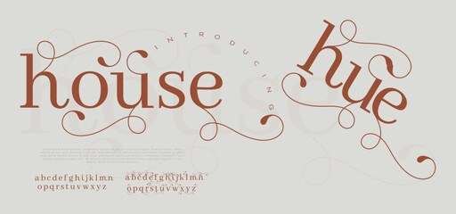Elegant Font Uppercase Lowercase and Number. Classic Lettering Minimal Fashion Designs.