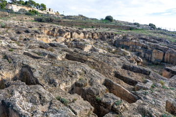 Necropolis of Tuvixeddu Park, the largest Punic necropolis still in existence. Carthaginian shaft...