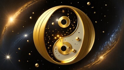 yin yang golden symbol universe background