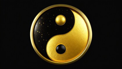 yin yang golden symbol universe background - obrazy, fototapety, plakaty