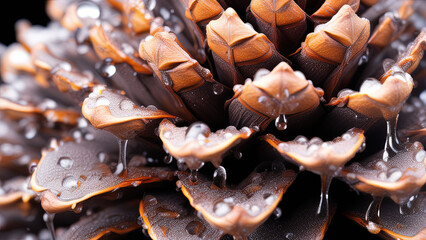 A buring pine cone black background