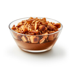 Fototapeta premium fresh bowl of crushed nuts on transparent background created with Generative Ai