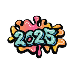 happy new year 2025 graffiti typography art illustration