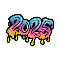 happy new year 2025 graffiti typography art illustration
