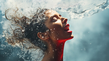 woman under splash of water