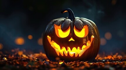 Laughing Lantern: Spooky Halloween Pumpkin in the Dark