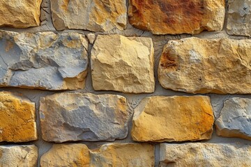 Golden Sandstone Wall Texture: Architectural Pattern Background