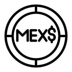 MEX peso icon. Outline mex vector icon for web design isolated on white background