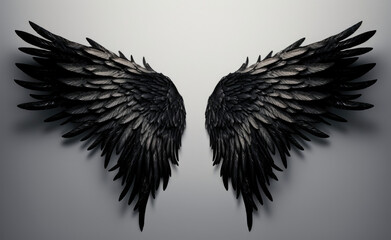 Pair of Black Wings Hanging on Wall - Decorative Wall Art for Gothic, Halloween or Angel Themed Décor