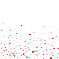 Red hearts scattered on white background.